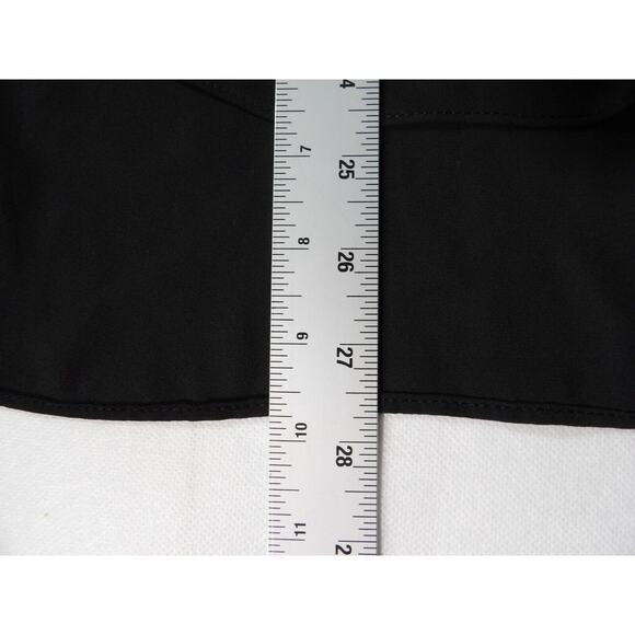 Catherine Malandrino Blouse Medium Black Hi Lo White Trim Career Office Flowy - Picture 8 of 11